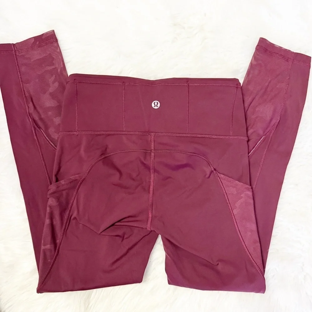 Lululemon Invigorate High-Rise Tight 25” – Burgundy Camo Mesh – Size 4